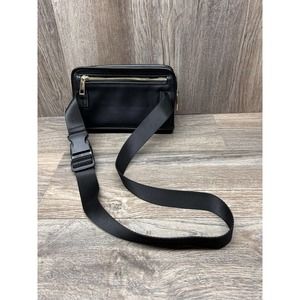 Amanda Uprichard Rectangle Quilted Pleather Black Gold Crossbody Belt Bag Women